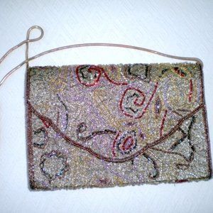 Vtg Delill beaded clutch shoulder evening bag